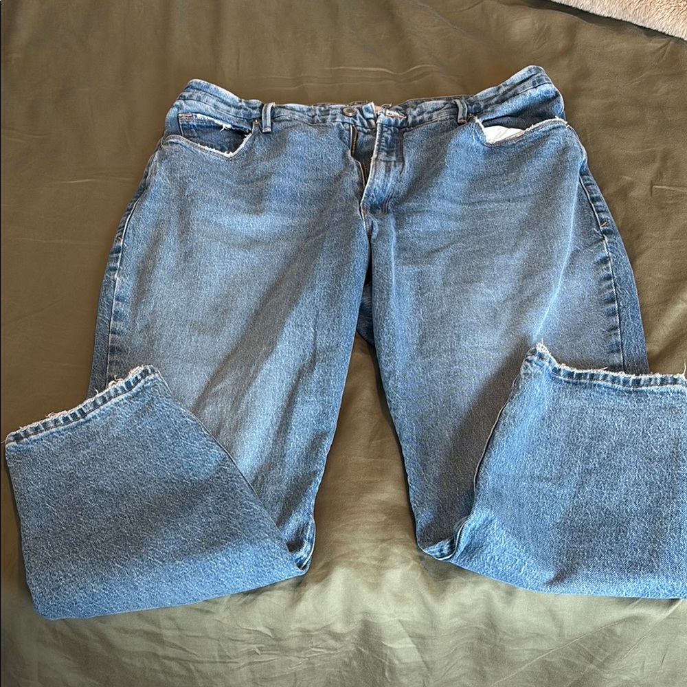 Good American Blue Straight Leg Jeans